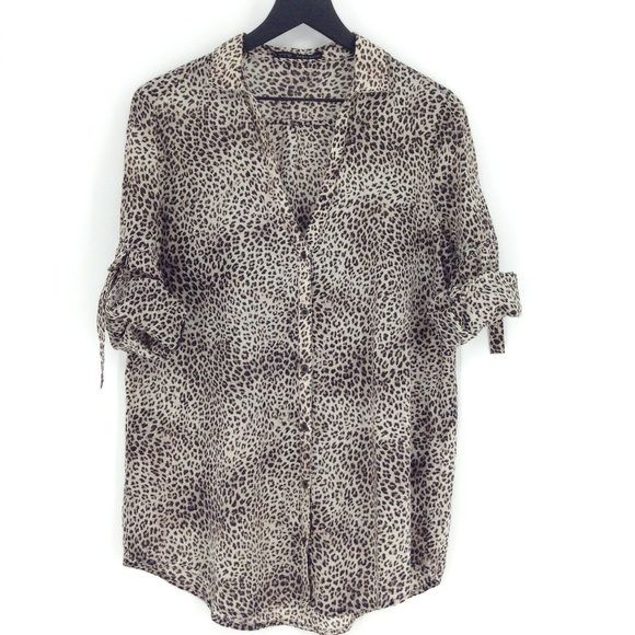 ZARA BASIC Leopard Print Blouse - Picture 3 of 8
